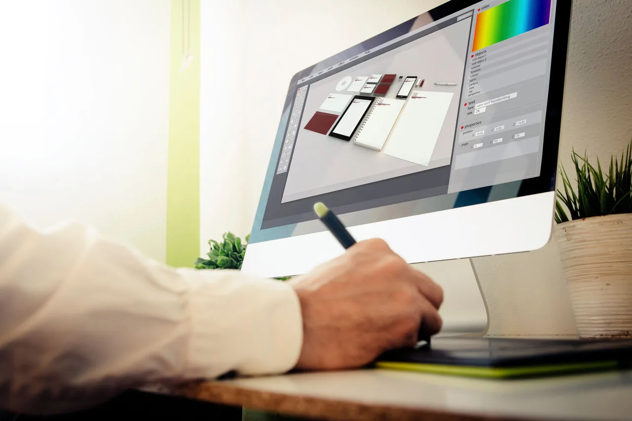 univers graphique Personne utilisant tablette graphique sur ordinateur.